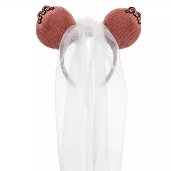 Rare Disney Haunted Mansion Ghost Bride Sequin Veil Ears Headband